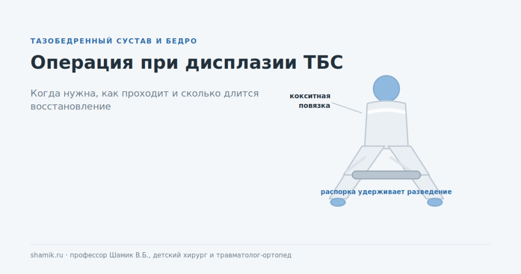 Операция при дисплазии ТБС: кокситная гипсовая повязка с распоркой после вмешательства