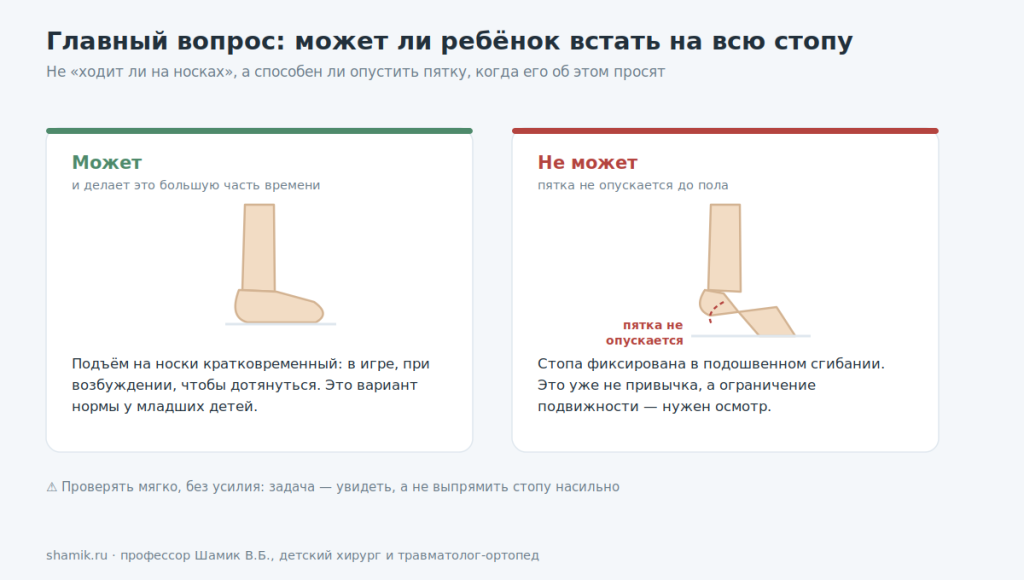 Тест: может ли ребёнок встать на всю стопу
