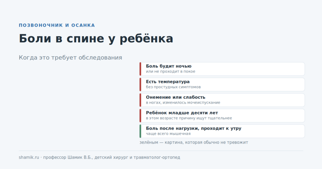 Боли в спине у ребёнка: признаки, при которых нужно обследование