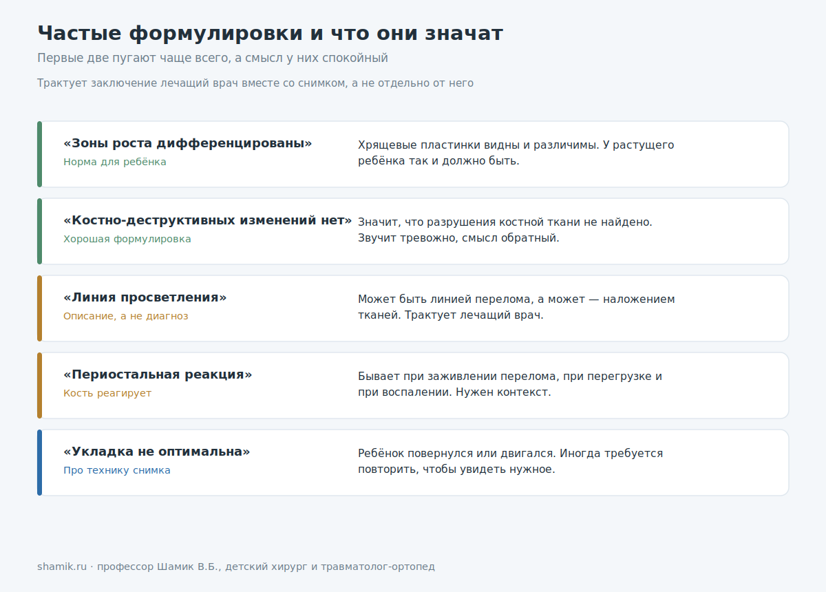 Заключение рентгена: частые формулировки и их смысл