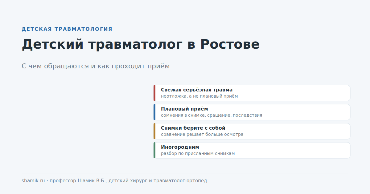 Детский травматолог в Ростове-на-Дону: с чем обращаются и как проходит приём