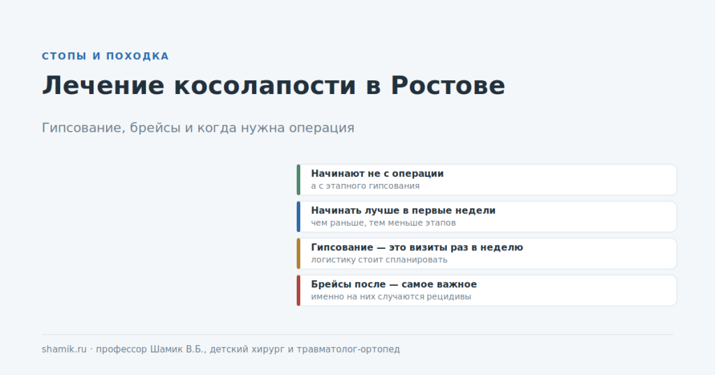 Лечение косолапости в Ростове-на-Дону: гипсование, брейсы и когда нужна операция