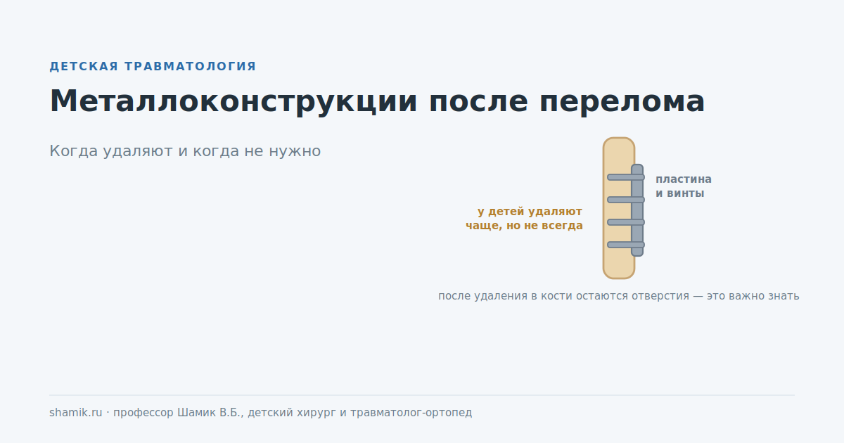 Металлоконструкции после перелома у ребёнка: когда удаляют