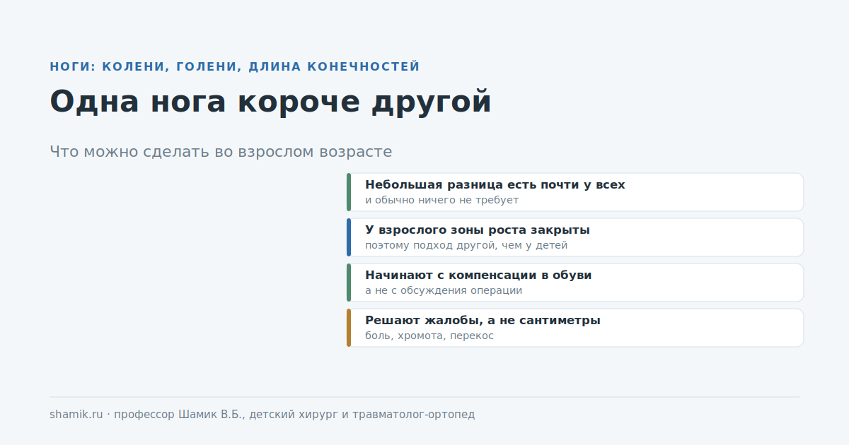 Одна нога короче другой у взрослого: что можно сделать
