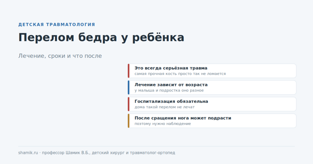 Перелом бедра у ребёнка: лечение зависит от возраста, госпитализация обязательна