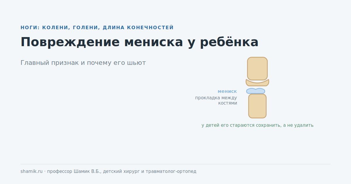 Повреждение мениска у ребёнка: мениск как прокладка между костями колена