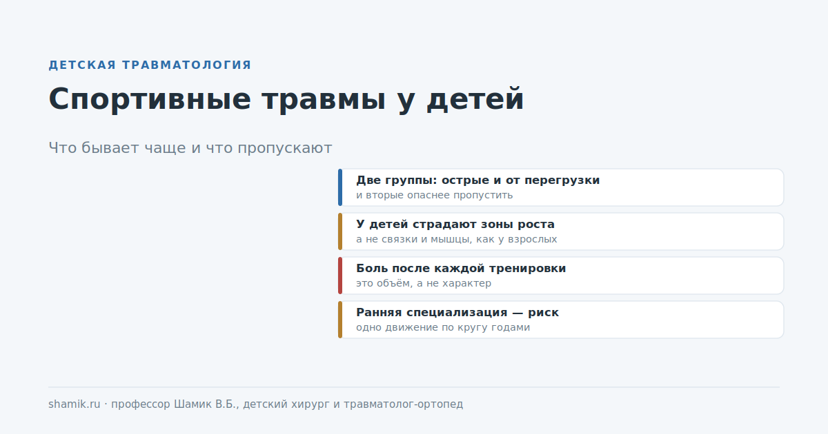 Спортивные травмы у детей: острые и от перегрузки, и что пропускают