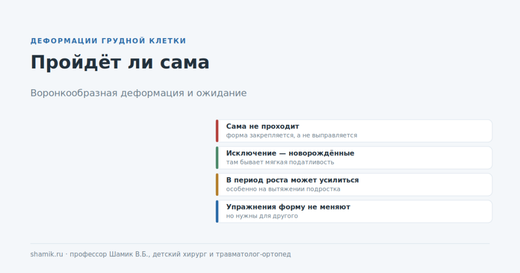 Может ли воронкообразная деформация пройти сама: что происходит с возрастом