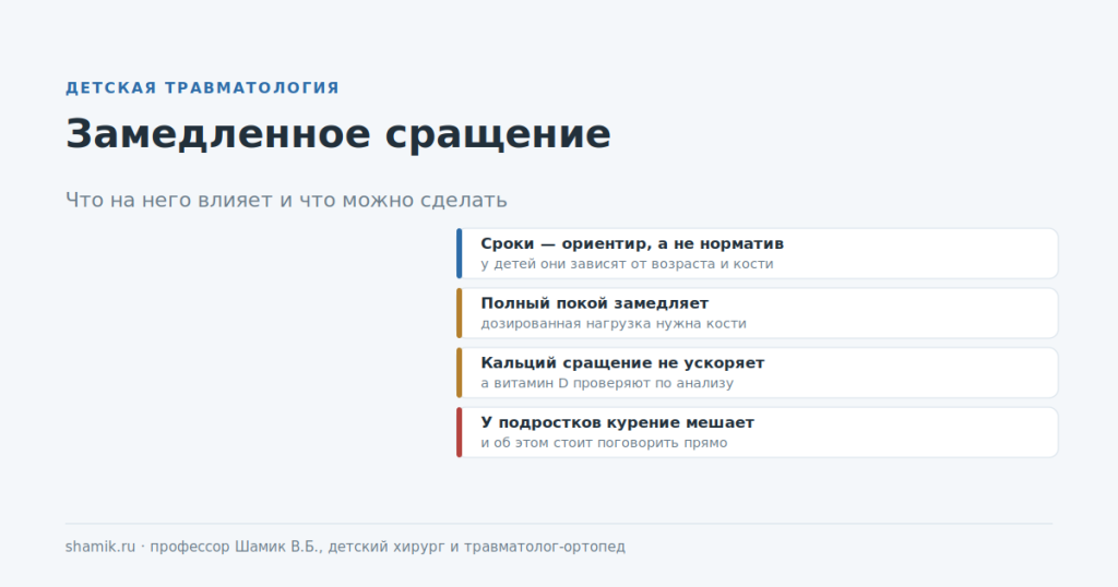 Замедленное сращение перелома у ребёнка: что на него влияет